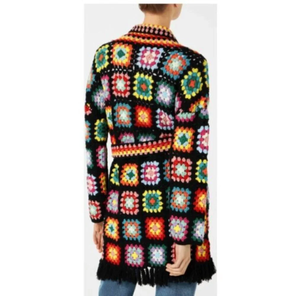 MC2 Saint Barth Multicolor Crochet Wool Coat With Belt - S/M, NWOTs 🇮🇹 - Picture 12 of 16